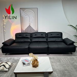 नवीनतम डिजाइन बैकरेस्ट समायोज्य सोफा आधुनिक नरम उच्च बैकरेस्ट गहरे बैठने वाले काले चमड़े के मॉड्यूलर संयोजन लिविंग रूम सोफा - Product Image 6