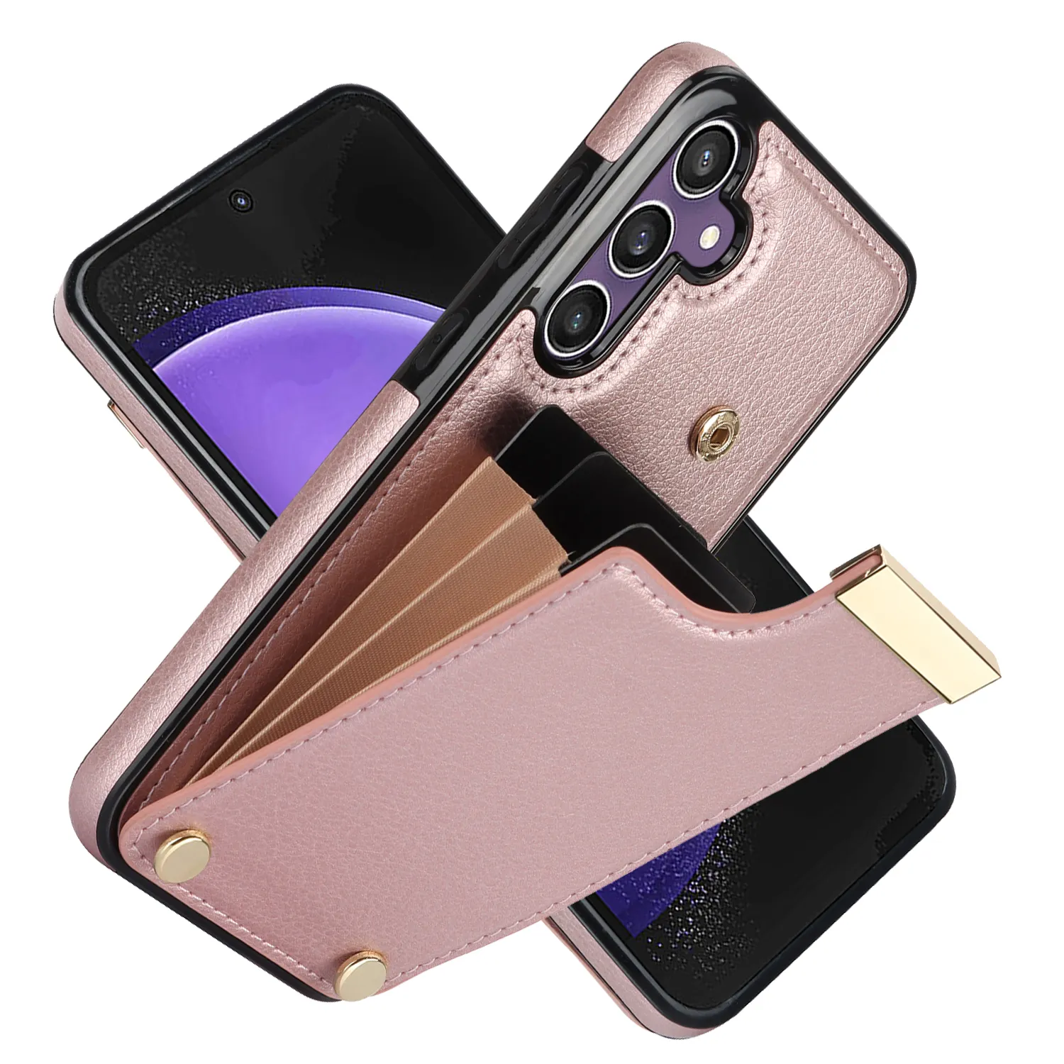 Shockproof Magnetic Wallet Back Cover Case with Card Holder for iPhone 15 14 13 Pro Max for Samsung 23 FE