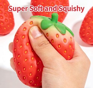 Ruunjoy Strawberry Squeeze <b>Squishy</b> Toy Kawaii Red Pink Fidget Toy Fruits Vegetables Soft Girl Birthday Gift Toy - Product Image 2