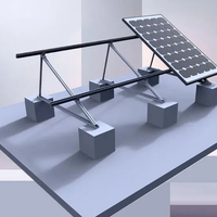 Kit d'installation en aluminium pour système de montage solaire à toit plat comprenant un support photovoltaïque et un support