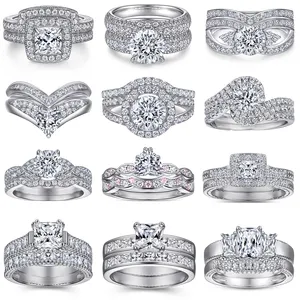 Custom Zilveren Ringen Sieraden Vrouwen Groothandel Fabriek Accessoire Niet Vervagen 925 Sterling Zilveren Verlovingsringen