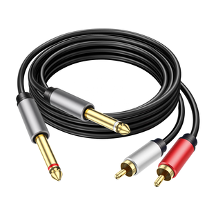 <span class=keywords><strong>Cable</strong></span> de 2x6,35mm a 2RCA, Conector estéreo TS doble de 1/4 pulgadas macho a <span class=keywords><strong>2</strong></span> <span class=keywords><strong>RCA</strong></span> macho adaptador divisor de <span class=keywords><strong>cable</strong></span> de audio estéreo para amplificador - Product Image 6