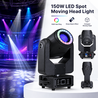 Luz Móvil de Cabeza LED de 150W con Anillo RGB, Gobo, DMX512, 17CH/19CH, Sonido Maestro-Esclavo para Club, Bar, Conciertos, Bodas, Escenarios