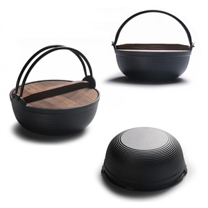 Pot à soupe en fonte à l'ancienne couvercle en bois Pot de coulée de camping pré-assaisonné Portable extérieur Camp four hollandais couvercle de pot suspendu - Product Image 1