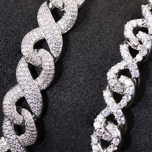 Pulseras Infinitas de Diamantes, Plata 925 Chapada en Oro, Diamantes VVS D, Moissanita, Cadena Cubana, Pulsera para Hombre y Mujer - Product Image 3