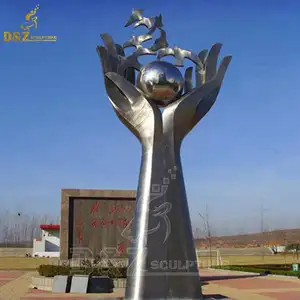 Jardín al aire libre moderno decorar Metal abstracto de una sola mano Torr bola estatua grande de acero inoxidable de una sola mano Torr-Ball escultura - Product Image 2
