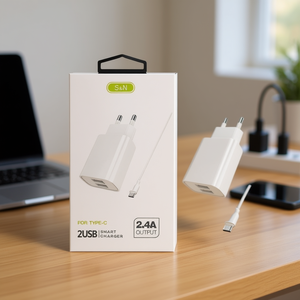 เครื่องชาร์จ S&N Type C 2.4A 2USB สมาร์ทเอาท์พุตสำหรับอุปกรณ์มือถือ - Product Image 3