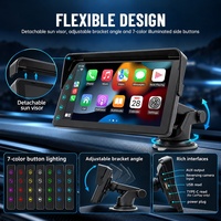 Écran tactile portable de 7 pouces pour voiture avec CarPlay sans fil, Android Auto et entrée pour caméra de recul