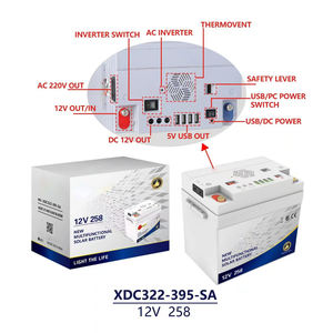 Système de <span class=keywords><strong>batterie</strong></span> portable au plomb-acide <span class=keywords><strong>12V</strong></span> 60W - <span class=keywords><strong>12V</strong></span> 258W - <span class=keywords><strong>Batterie</strong></span> pour éclairage de camping-car - Alimentation d'urgence solaire - Product Image 2