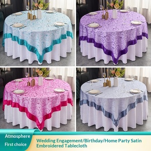 Organza borduurwerk hotel bruiloft banket tafellaken grote maat garen borduurwerk kant met bladerenpatroon - Product Image 2