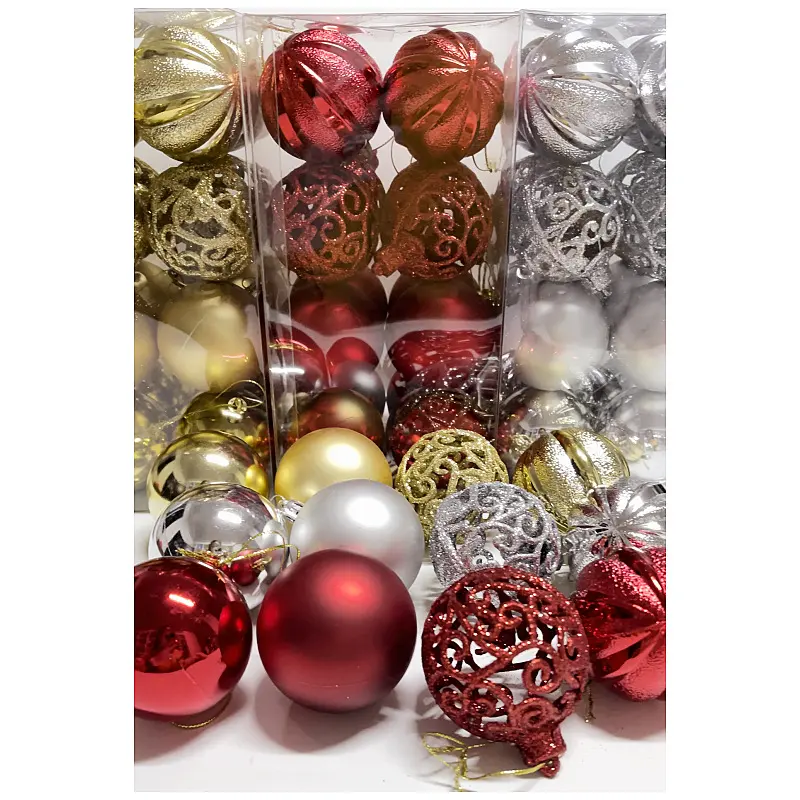 16 elektroliz hollow plastik noel topları set 6cm set şenlikli parti alışveriş merkezi dekoratif toplar