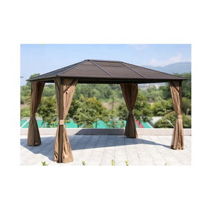 Gazebo de Patio con Techo Doble Impermeable de Aluminio y Cortina Mosquitera LSB-46, Gazebo Moderno para Exteriores LSB-46 - Product Image 3