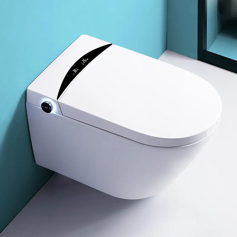 Inodoro de baño inteligente con bidé, WC electrónico de lujo, montado en la pared, Moderno