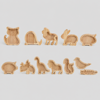 Hucha de madera con forma de animal personalizada con logo, caja de monedas de acrílico transparente con letras