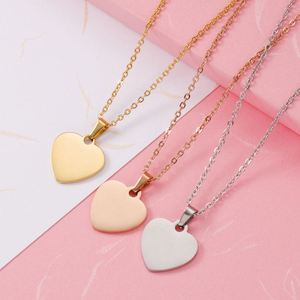 Collar con Colgante de Corazón Grabado para el Día de San Valentín, Cadena de Acero Inoxidable de Titanio para Mujer, Alta Calidad - Product Image 2
