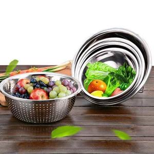 Stainless Steel Bowl Set 5 Piece Multifunction Kitchen Mixing Dough Kneading Vegetable Washing Draining <b>Colander</b> <b>Strainer</b> - Product Image 3