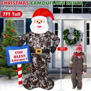 7FT LED ışıkları noel şişme Santa baba kamuflaj asker ordu parti süslemeleri şişme noel dekorasyon için - Product Image 2