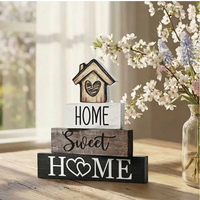 Panneau en bois rustique écologique fait main en forme de maison avec logo personnalisé pour étagères et manteaux de cheminée