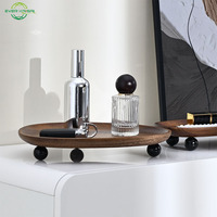 Tasse assiette de rangement bijoux cosmétiques parfum aromathérapie organisateur décoratif couleur noyer clé d'entrée plateau en bois