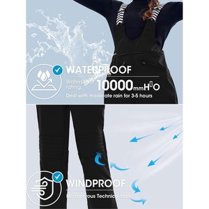 Fisoew Women Snow Bib <b>Overalls</b> Insulated <b>Waterproof</b> Windproof Ski Pants Breathable Snowsuit - Product Image 5
