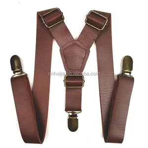 Tirantes elásticos anchos de moda al por mayor para fiesta de hombre, 3 Clips ajustables, tirantes de cinturón Y de cuero Pu con 3 Clips para pantalones - Product Image 1