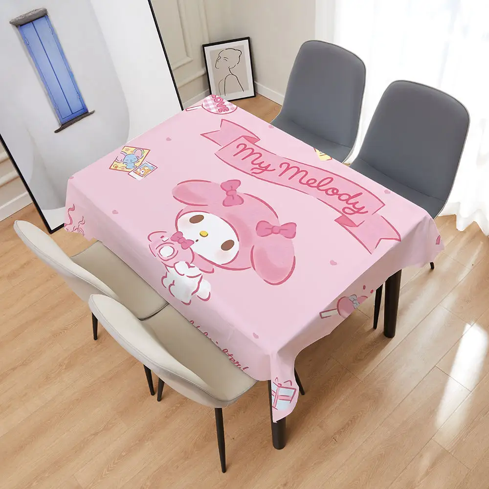 Квадратная скатерть Runjoy sanrio Kuromi, водонепроницаемая и маслостойкая прямоугольная декоративная кухонная подушка для стола kawaii