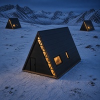 Maison A-Frame S780 Modulaire Contemporaine pour Entrepreneurs : Solution de Production Commerciale pour Cabines de Retraite sur les Falaises Marines