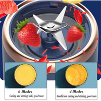 6 Blades Juicer Cup 400ML USB Smoothie Blender Cup Mini Opladen Fruitpers Voedselmixer Ijsbreker Draagbare Draadloze Juicers