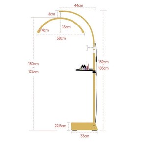 Profesional 24 "<span class=keywords><strong>M60X</strong></span> Half Moon Floor Beauty Lamp 40W LED-Atenuación de 10 niveles CRI>90 con soporte ajustable - Product Image 4