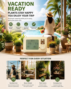 Kit d'arrosage automatique d'intérieur pour 20 plantes, autonomie de 50 jours, tube de 49 pieds, réglable, IP65, système d'entretien des plantes en cas de vacances - Product Image 6