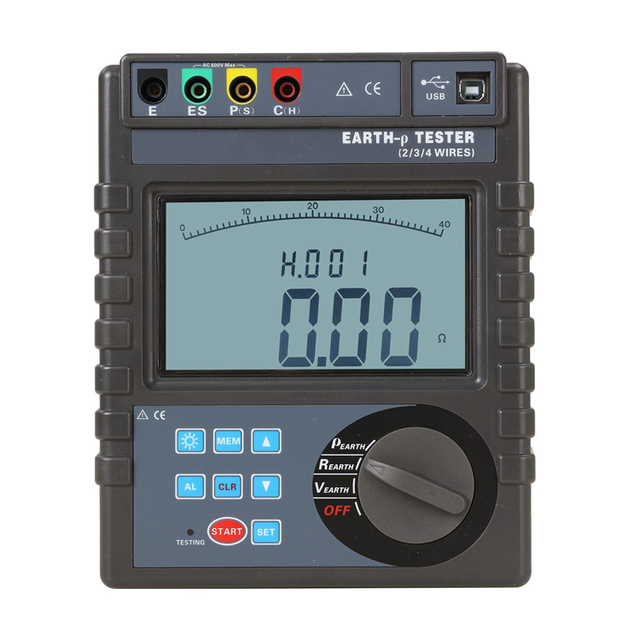 XHDJ705 Digital Earth Meter Ground Resistance Tester with LCD Display 9V Battery Measuring Earth Resistance
