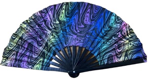 Abanicos Plegables de Bambú Grandes de 33 cm, Personalizados, Duraderos, con Pintura Floral, para Fiestas, Bailes, Festivales, Recuerdo Tallado - Product Image 4