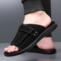 Nouvelles sandales d'été tendance Joker en cuir véritable léger avec embout en acier et bride croisée pour jeunes hommes, usage double conduite et loisirs, taille 48