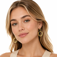 Pendientes Colgantes de Moda al por Mayor ChuYao, Doble Círculo, Chapados en Oro de 14K, Minimalistas, Texturizados, Joyería Personalizada para Mujer