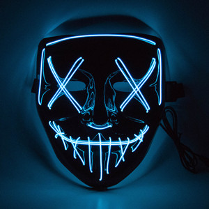 Halloween Neon Mask <b>LED</b> <b>Light</b> up Vendetta Anonymous Party Masks Horror Grimace Bloody EL <b>Wire</b> Masks - Product Image 6