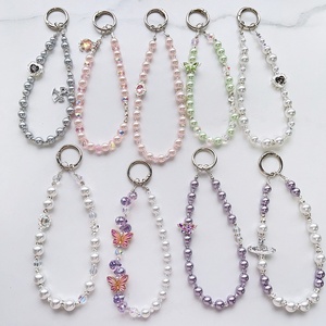 Correa de Lujo para Teléfono con Cuentas, Pulsera Antipérdida, Mariposa 3D, Perlas, Cordón Exquisito para Teléfono, Venta al por Mayor - Product Image 1