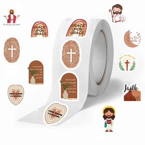 500 Uds estilo bohemio Jesús Logo rollo de pegatinas 1 pulgada bohemio cristiano sobre sellado pegatina - Product Image 4