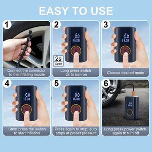 Inflador <span class=keywords><strong>de</strong></span> Neumáticos, <span class=keywords><strong>Compresor</strong></span> <span class=keywords><strong>de</strong></span> <span class=keywords><strong>Aire</strong></span> Portátil Inalámbrico Recargable, <span class=keywords><strong>Mini</strong></span> Bomba <span class=keywords><strong>de</strong></span> <span class=keywords><strong>Aire</strong></span> con Iluminación LED, Pantalla Digital, Corriente Máxima <span class=keywords><strong>de</strong></span> 7A - Product Image 5