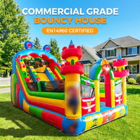 Structure gonflable combinée toboggan et château de jeu vidéo à thème de personnage de dessin animé, avec souffleur, garantie 3 ans, en PVC coloré, pour enfants, pour jardin