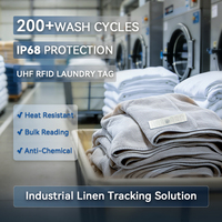 Étiquette textile RFID UHF mini étanche de qualité industrielle supérieure, personnalisable, pour la vente en gros et l'approvisionnement en vrac, résistante à plus de 9 200 cycles de lavage