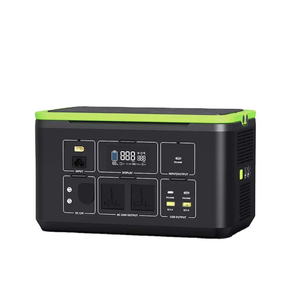 Portable Power Station 1037Wh Li-ion Battery Backup w/ 2 1000W AC Outlets, 100W PD Type-C,Solar Generator for Camping