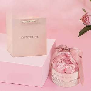 Dokuz güller pembe sabun çiçekler romantik takı hediye paketi kutu sevgililer günü hediye kız hediye kutusu için sevgililer günü - Product Image 4