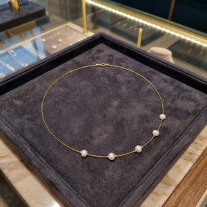 Collier élégant minimaliste en fil de perles flottantes plaqué or, léger, pour usage quotidien, bijoux de mode pour femmes, coffret cadeau pour femmes - Product Image 2