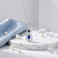 Collier pendentif goutte d'eau en zircon bleu délicat ZG, couleur argent, bijou solitaire à breloque en forme de goutte