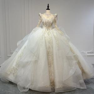 Robe de mariée Jancember XS259 à paillettes, manches longues, avec franges et sequins - Product Image 1