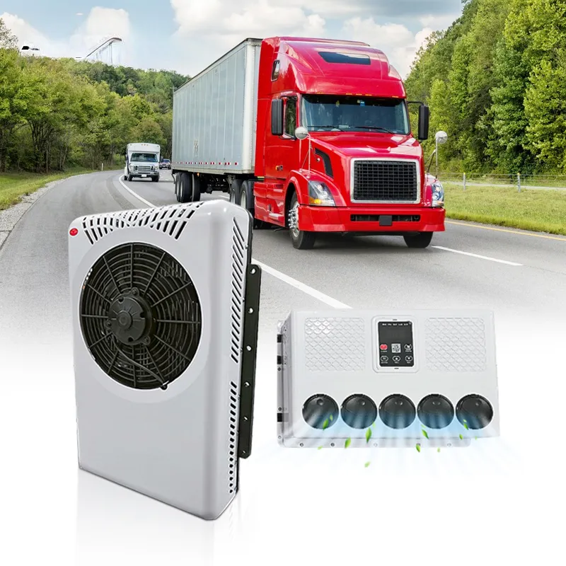 semi diesel sleeper forklift truck sleeper cabin parking cooler roof top portable air conditioner 12 volt 24v dc