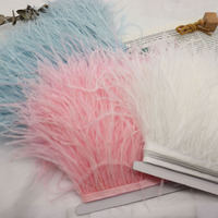 Plumes d'autruche bleu paon de haute qualité 10-15 cm pour accessoires de couture de Costumes de Boutique avec garniture en dentelle