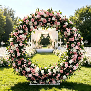 Luxury Eco-friendly Artificial Silk Flower Arch 2m Wedding Event Party White Pink Rose Mixed Arrangement <b>Backdrop</b> Decoration - Product Image 1