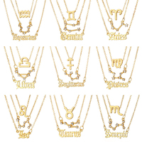 Nouveau Collier Pendentif Diamant Constellations Tendance pour Femme, Ensemble de Bijoux Or Horoscope Cristal Signe Astrologique