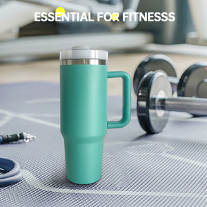 Produits en gros avec logo personnalisé, gobelet isotherme en acier inoxydable à double paroi de 40 oz avec poignée et paille, compatible lave-vaisselle - Product Image 6